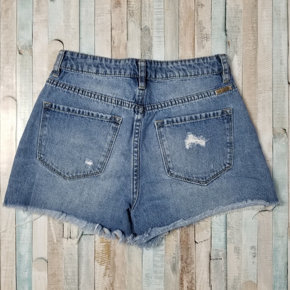 KanCan High Rise Distressed Jean Shorts - Picture 2 of 3